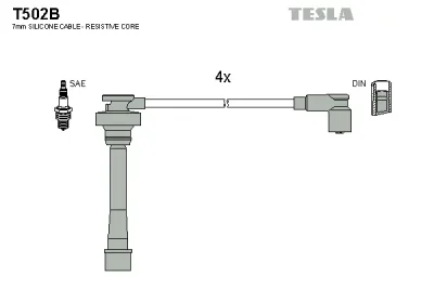 Комплект проводов зажигания TESLA T502B