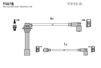 T507B TESLA Комплект проводов зажигания