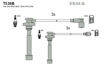 T536B TESLA Комплект проводов зажигания