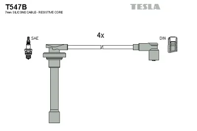 T547B TESLA Комплект проводов зажигания