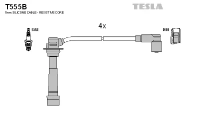 T555B TESLA Комплект проводов зажигания