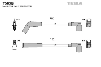 Комплект проводов зажигания TESLA T563B