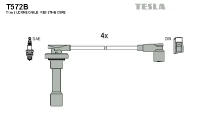 Комплект проводов зажигания TESLA T572B