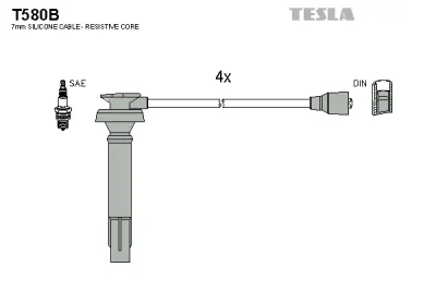 T580B TESLA Комплект проводов зажигания