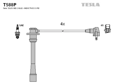 Комплект проводов зажигания TESLA T588P