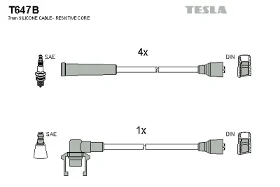 T647B TESLA Комплект проводов зажигания