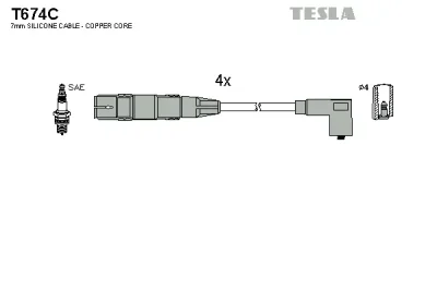 T674C TESLA Комплект проводов зажигания