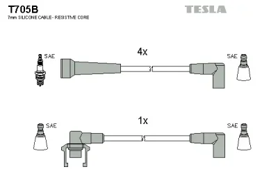 T705B TESLA Комплект проводов зажигания