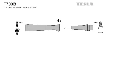 Комплект проводов зажигания TESLA T708B