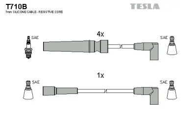 T710B TESLA Комплект проводов зажигания