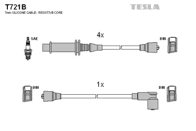 Комплект проводов зажигания TESLA T721B