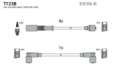 T723B TESLA Комплект проводов зажигания