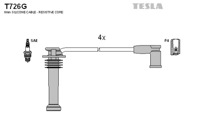 Комплект проводов зажигания TESLA T726G