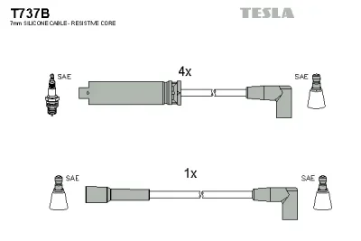T737B TESLA Комплект проводов зажигания