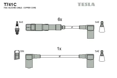 T741C TESLA Комплект проводов зажигания