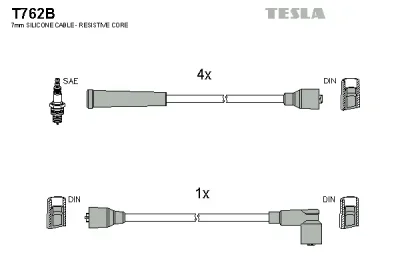 Комплект проводов зажигания TESLA T762B