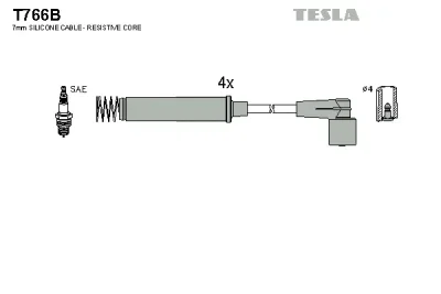 Комплект проводов зажигания TESLA T766B