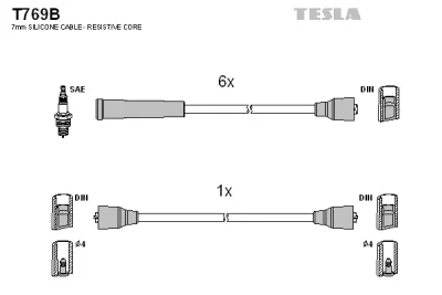 Комплект проводов зажигания TESLA T769B