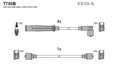 T795B TESLA Комплект проводов зажигания