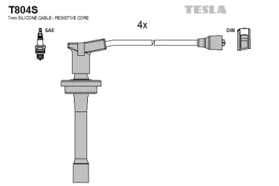 Комплект проводов зажигания TESLA T804S