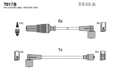 T817B TESLA Комплект проводов зажигания