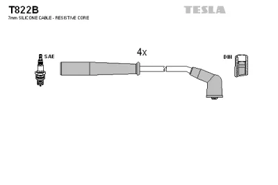 T822B TESLA Комплект проводов зажигания