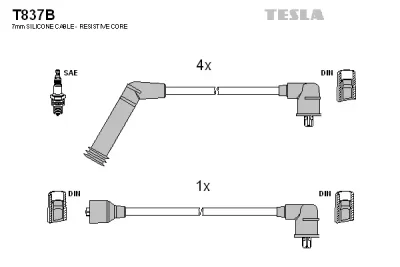 Комплект проводов зажигания TESLA T837B