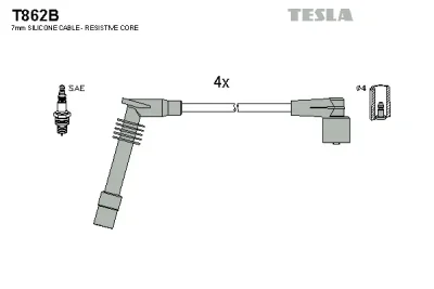 Комплект проводов зажигания TESLA T862B