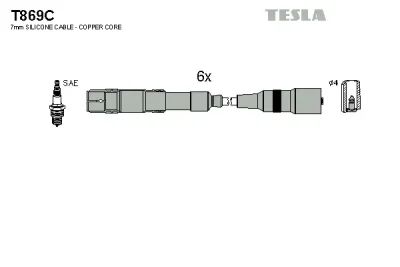 T869C TESLA Комплект проводов зажигания