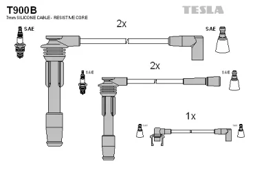Комплект проводов зажигания TESLA T900B