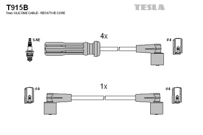 T915B TESLA Комплект проводов зажигания