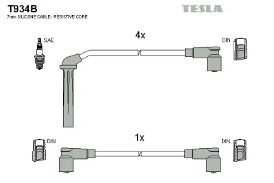 Комплект проводов зажигания TESLA T934B