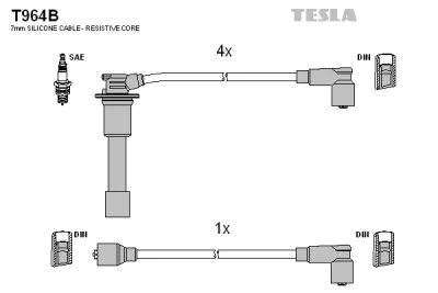 T964B TESLA Комплект проводов зажигания
