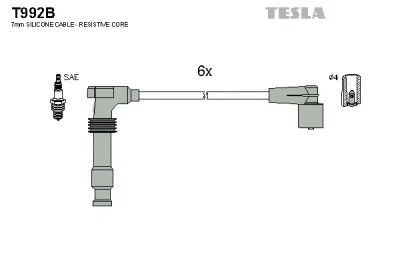 T992B TESLA Комплект проводов зажигания