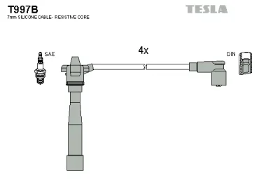 Комплект проводов зажигания TESLA T997B