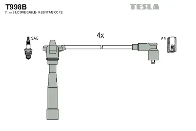 Комплект проводов зажигания TESLA T998B