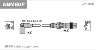 ABM80P JANMOR Комплект проводов зажигания