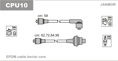 Комплект проводов зажигания JANMOR CPU10