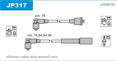 Комплект проводов зажигания JANMOR JP317