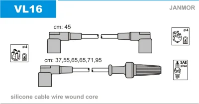 Комплект проводов зажигания JANMOR VL16