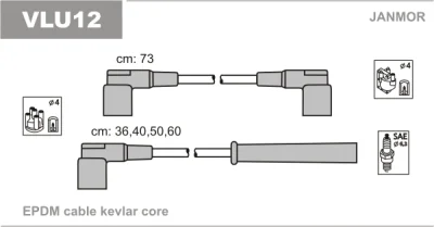 Комплект проводов зажигания JANMOR VLU12