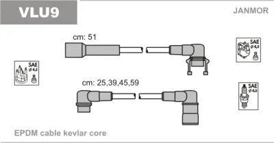 VLU9 JANMOR Комплект проводов зажигания