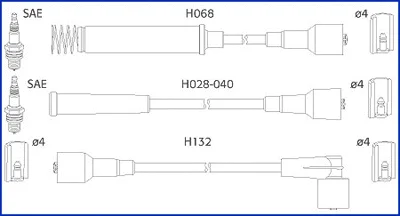 Комплект проводов зажигания HITACHI/HUCO 134214