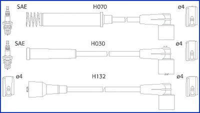 Комплект проводов зажигания HITACHI/HUCO 134226
