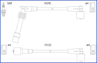 Комплект проводов зажигания HITACHI/HUCO 134246