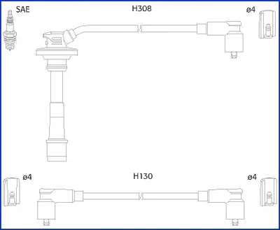 134562 HITACHI/HUCO Комплект проводов зажигания