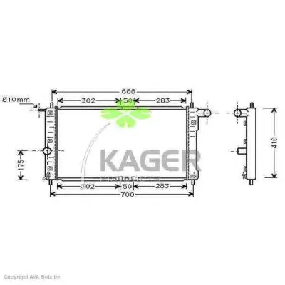 31-0303 KAGER Радиатор охлаждения двигателя