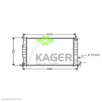 31-0349 KAGER Радиатор охлаждения двигателя