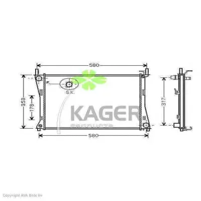 31-0363 KAGER Радиатор охлаждения двигателя