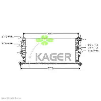 31-0789 KAGER Радиатор охлаждения двигателя